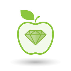 Isolated  line art apple icon with a diamond