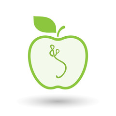 Isolated  line art apple icon with  an ebola sign