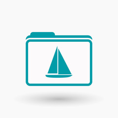 Isolated  line art  folder icon with a ship