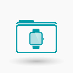 Isolated  line art  folder icon with a smart watch