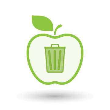 Isolated  line art apple icon with a trash can