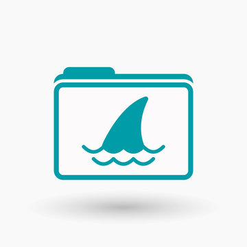 Isolated  line art  folder icon with a shark fin