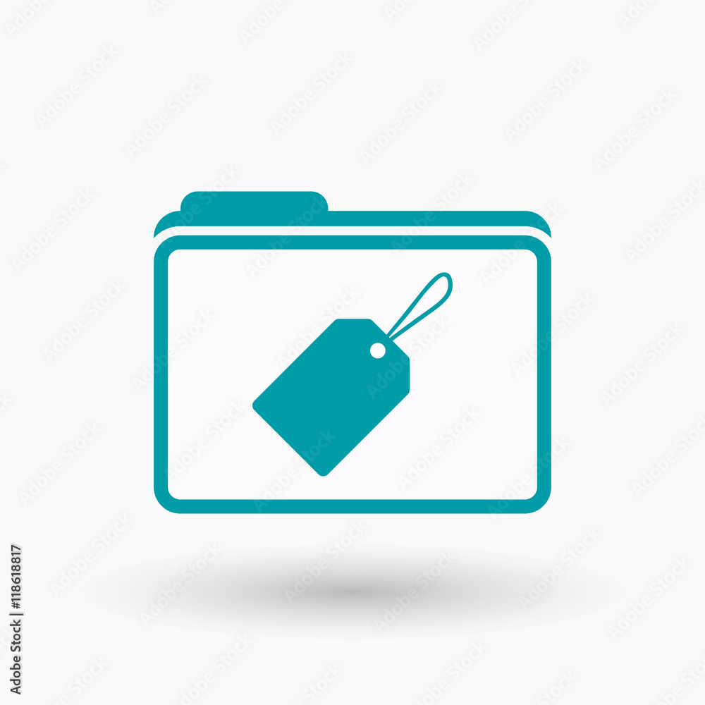 Poster isolated line art folder icon with a label