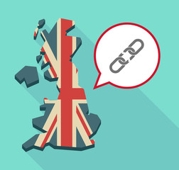 Long shadow United Kingdom map with a comic balloon and a broken