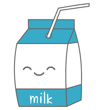 cute cartoon milk box vector illustration isolated on white background

