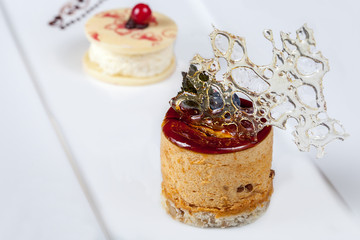 beautiful dessert on white plate