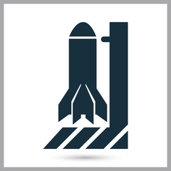 Rocket start icon on the background