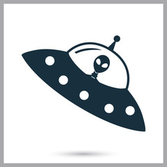 Alien ship icon on the background