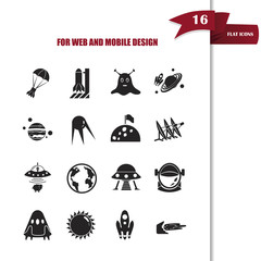 Set of sixteen cosmos icons