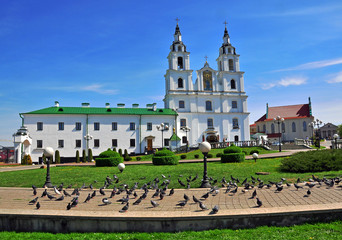 Fototapeta premium View of the cathedral square of Minsk