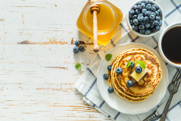 Breakfast - pancakes with blueberries