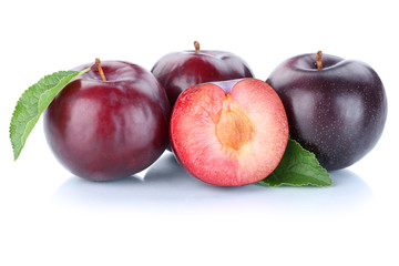 Pflaumen Pflaume blau geschnitten biologisch Früchte Frucht Obs