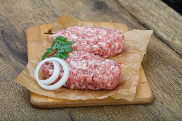 Raw burget cutlet