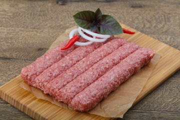 Raw sausages for grill