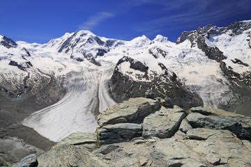 The Gorner Glacier (Gornergletscher) in Switzerland, second largest glacier in the Alps, Europe