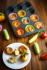 zucchini muffins baked with egg inside