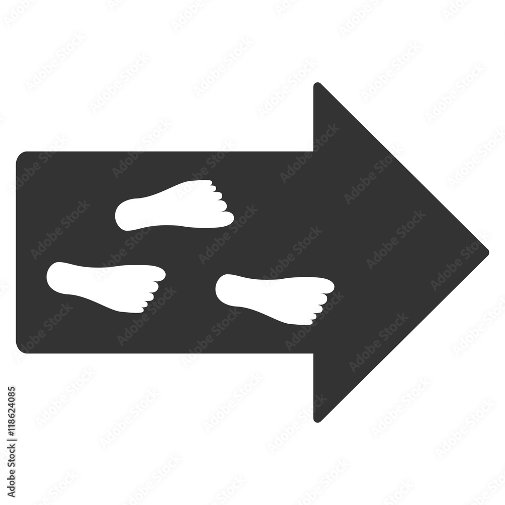 Poster exit direction icon. vector style is flat iconic symbol with rounded angles, gray color, white backg