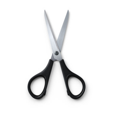 Scissors - opened.3D rendering.Isolated on white background.Top view.