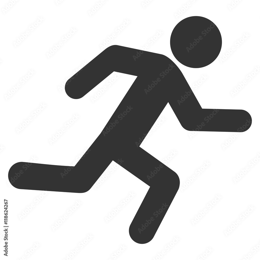 Poster running man icon. vector style is flat iconic symbol with rounded angles, gray color, white backgrou