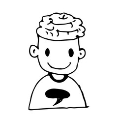 Doodle people brain icon hand draw illustration design