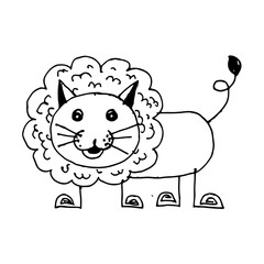 doodle lion icon hand draw illustration design by Jaidee Family