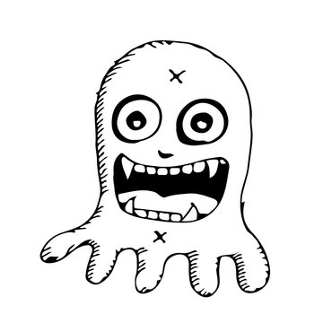 doodle monster icon hand draw illustration design