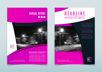 Vector design of the pink annual report. Vector template of flyer for your business in A4 size. Corporate style of presentation.