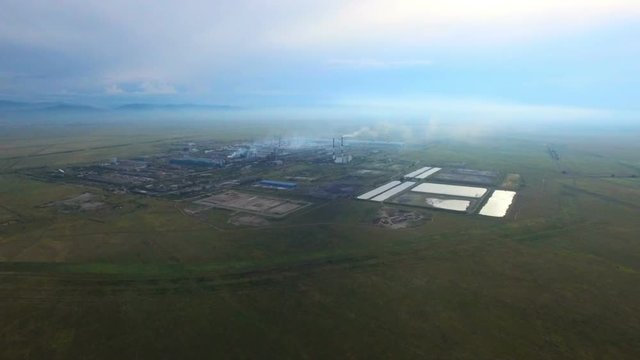 Aerial shot Industrial area Aldel Aluminum smelter