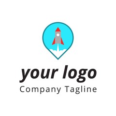 Obraz premium Pin Rocket Logo