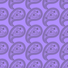 Seamless pattern of beautiful paisley cucumbers Turkish, Indian, Persian