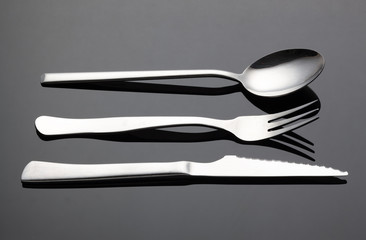 Cutlery set with fork, knife and spoon