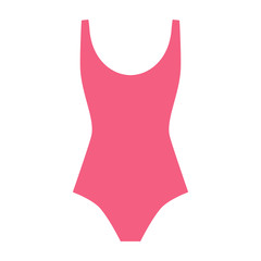 Swimsuit icon vector - woman fashion design element. Pink female swimsuit flat style. Simple swimsuit for summer. Vector illustration.