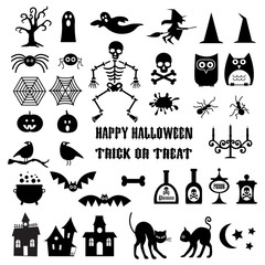 Halloween Icon Silhouettes Clipart