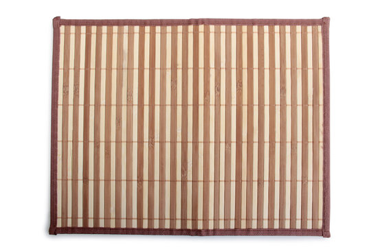 Woven cloth made of cane and bamboo on white background