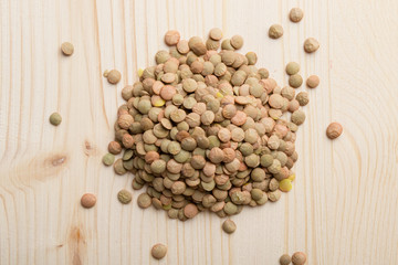 lentils on wooden table