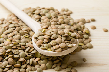 lentils with spoon