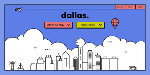 Dallas Modern Web Banner Design with Vector Linear Skyline