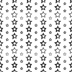Star background black and white. Monochrome graphic pattern. Abstract seamless print. Geometric art. Decorative backdrop to print on paper. Vector illustration.
