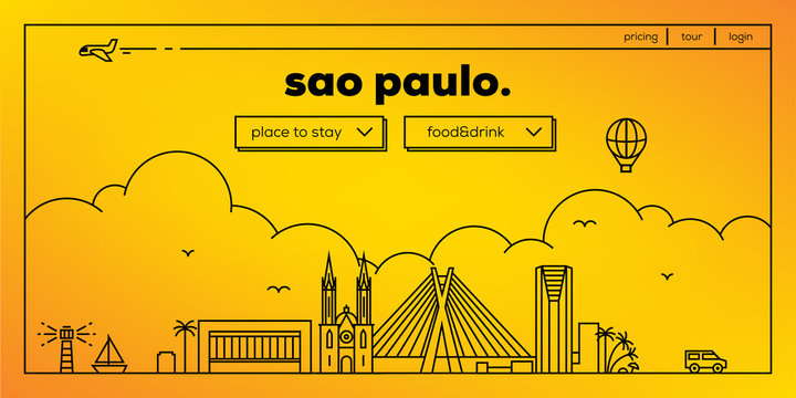 Sao Paulo Modern Web Banner Design with Vector Linear Skyline