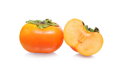 A half of persimmon fruit isolated on white background
