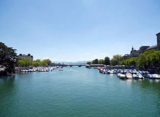 Obraz premium Zurich City and Rhine river skyline