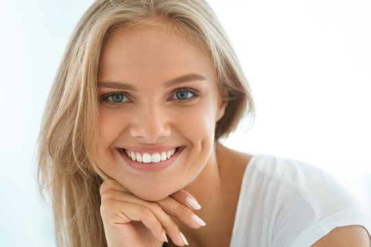 Portrait Beautiful Happy Woman With White Teeth Smiling. Beauty. High Resolution Image