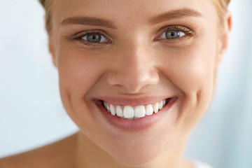 Beautiful Woman With Beauty Face, Healthy White Teeth Smiling. High Resolution Image