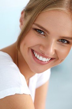 Beautiful Woman With Beauty Face, Healthy White Teeth Smiling. High Resolution Image