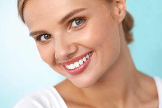 Beautiful Smile. Smiling Woman With White Teeth Beauty Portrait.. High Resolution Image