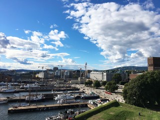 Oslo, the capital of Norway. View over the Aker Brygge area.