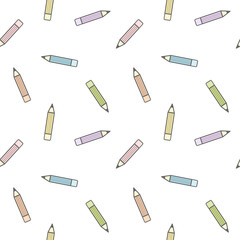 cute cartoon colorful pencil seamless vector pattern background illustration

