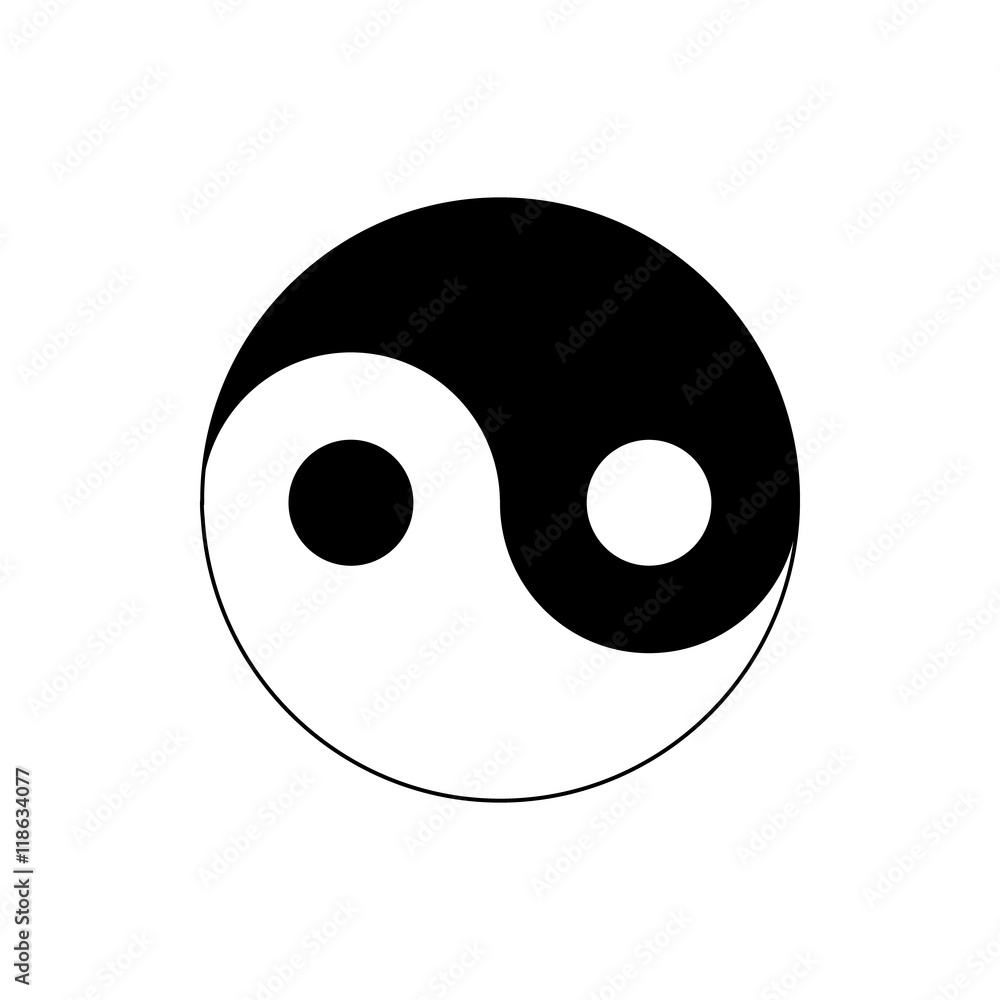Poster ying yang icon in simple style on a white background