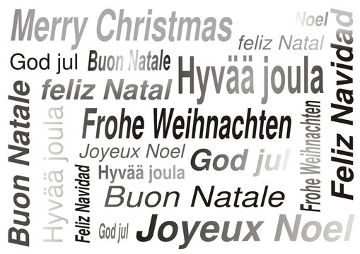 Frohe Weihnachten - Merry Chrismas - Buon Natale, - Feliz Navidad Stock  Vector | Adobe Stock