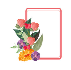 flat design flower frame icon vector illustration